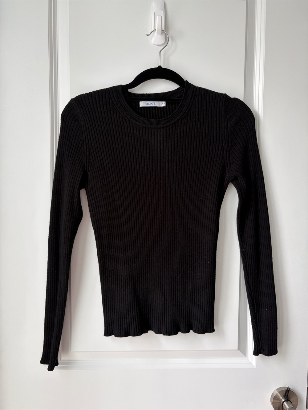 Rickis Black Ribbed Long-Sleeve Top
